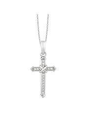 .925 Sterling Silver Rhodium CZ Cross Pendant 18" Necklace