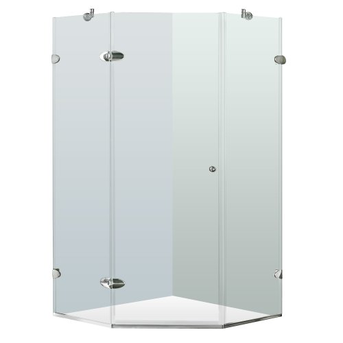 Vigo Industries VG6061CHCL42 Frameless NeoAngle Tempered Glass Shower Enclosure, Chrome