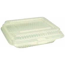 Choice-Pac L1P-10H3 Polyethylene Terephthalate Flat Top Rectangular Clamshell Container, 4-7/8" Length x 4-1/4" Width x 1-1/8" Height, Clear (Case of 500)