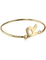Goldtone Brass Initial Bangle Bracelet, 2.75"