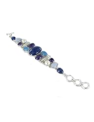 Sterling Silver Lapis Lazuli Amethyst Freshwater Cultured Pearl Bracelet 8"