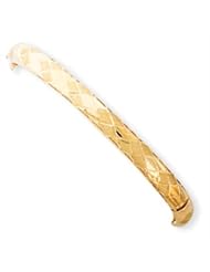 14k Gold 4/16 Diamond-cut Fancy Hinged Bangle Bracelet
