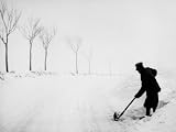 Soldier with a Shovel Removing Snow from the Edge of a Road Photographic Poster Print by A. Villani, 18x24