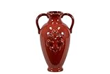 UTC 70101 Small Red Ceramic Vase with Antique Accent