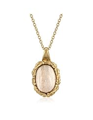 Alexander James 14k Gold Bonded Pendant with an Oval Cut CZ and Metal Accents in Goldtone Chain Included