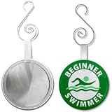 Creative Clam Green Beginner Swimmer Pool Safety Alert 2.25 Inch Glass Mirror Backed Ornament