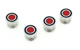 Blue and red enamel set of 4 shirt studs with presentation box. Made in the USA