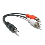 1/4 Inch Mono Male to Two RCA Males - 6 Inch Y cable
