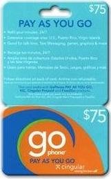 $75 Cingular GoPhone Pay As You Go phone refill card. Pin E-mailed.
