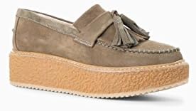 Mango Women's Premium - Platform Suede Loafers, Light.5Pastel Brown, 8½