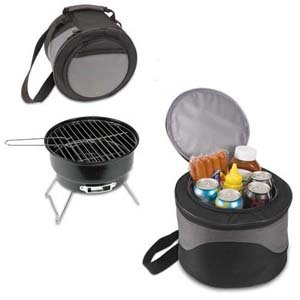 Compact Portable Charcoal BBQ Grill In Cooler Tote