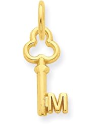 14k Yellow Gold M Key Charm Pendant. Metal Wt- 0.38g