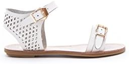 New Women's Buckle Ankle Strap Open Toe Flat Sandal WHITE 8