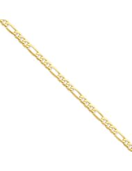 14k Yellow Gold 7in 4mm Flat Figaro Chain Bracelet. Metal Wt- 3.72g