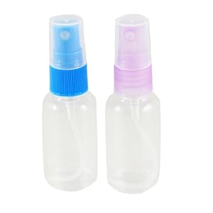Rosallini 2 Pcs Blue Purple Clear Plastic Make Up Empty Spray Bottle Container