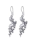 Chinese Dragon Sterling Silver French Ear Wire Hook Dangle Earrings