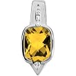 14K White Gold Citrine and Diamond Pendant