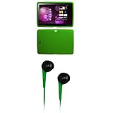 EMPIRE Neon Green Silicone Skin Cover Case + Green 3.5mm Stereo Headphones for Samsung Galaxy Tab 10.1
