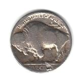 1929 U.S. Buffalo Nickel Coin - Reverse Lamination Peel Error