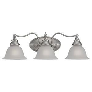 Sea Gull Lighting 44652-962 3-Light Wall and Bath Fixture, Satin Etched Glass Shades and...