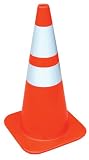 Vestil TC-28-SD-2R Standard Duty Traffic Cone with 2 Reflector, Polyvinyl Chloride, Base 14