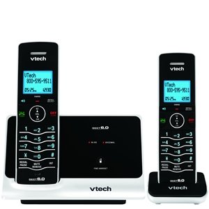 Vtech DECT 6.0 Black/White Expandable 2-Handset Cordless Phone System with Caller ID and Handset Speakerphone (LS6215-2)