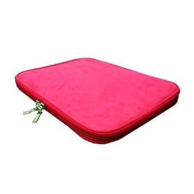 Toshiba NB200 Netbook CaseCrown Check Point Friendly Double Memory Foam Laptop Sleeve - Hot Pink Faux Suede