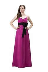 A-line Chiffon Floor Length Spaghetti Strap  Fitted Belted Prom Dress  With a Bow(s)