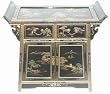 Asian Home D&eacute;cor - 32" Ming Landscape Design Chinese Black Lacquer Oriental Altar Cabinet
