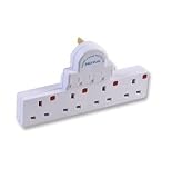 Ex-Pro Switch Adaptor 4 Gang, Four way switched adaptor that plugs directly into a 13A socket giving four outlets, without the need for an extension lead. Colour coded neon switches and indicators, Surge and Spike Protected, Conforms to BS1363/A.
