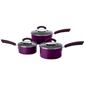 This Morning by Prestige Non-Stick Aluminium 3-Piece Saucepan Set, 16/18/20 cm, Purple