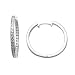 14K White Gold CZ In and Out Hoop Earrings - 1 Inch