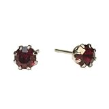 14k Yellow Gold Tone Crystal Garnet Birthstone Stud Earrings for January