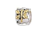 Zable(tm) Sterling Silver Gold Dragonfly Barrel Bead / Charm