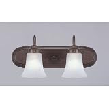 Westinghouse 64491 Two-Light Downward Wall Sconce, Antique Bronze with Frosted Pleated Globes