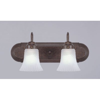 Westinghouse 64491 Two-Light Downward Wall Sconce, Antique Bronze with Frosted Pleated Globes