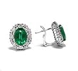 18K White Gold Emerald and Diamond Earrings