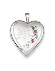 Genuine IceCarats Designer Jewelry Gift Sterling Silver 20Mm Enameled Floral Mom Heart Locket