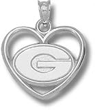 Georgia Bulldogs Solid Sterling Silver ''G'' Heart Pendant
