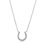 Horseshoe Sterling Silver Pendant Cubic Zirconia CZ Necklace - Ideal Gift For Mother, For Her, Birthday, Anniversary, Bridal, Wedding, Engagement