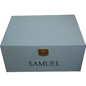 Large Plain Blue Boys Personalised Wooden Baby or Child's Keepsake or Memory Boxes - Childrens Birthday, Christening or Maternity Gifts