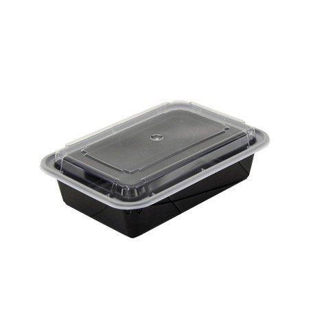 38 oz. Newspring Black Oblong Plastic Container with Clear Dome Lid Combo - 150 per case NC888B Newspring/Pactiv Corp.
