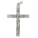 Sterling Silver Cross Crucifix Christian Rosary Pendant 32mm (1)
