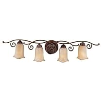 Buy Murray Feiss VS8104-CB Murray Feiss VS8104-CB Four-Light Tuscan Villa Collection Vanity Strip, Corinthian Bronze with Beige Etruscan Glass Shades