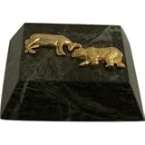 Green Marble Gold Plated, Stock Market Paperweight, tarnish proof, R20B
