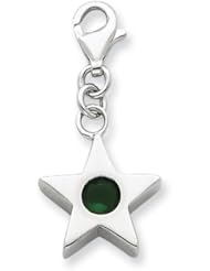 Sterling Silver Green May CZ Birthstone Star Charm