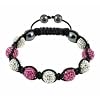 Shamballa Bracel� Macram� avec H�matites et Swarovski Rose Blanc