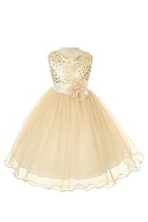 Girls Knee Length Empire   Waistline Tulle Glittering  Flowy Mesh Sequined Pageant Dress  With Ruffles