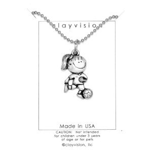 Cheap Girls Jewelry Clayvision Soccer Girl Pendant Necklace For Sale