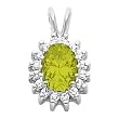 14K White Gold Peridot and Diamond Pendant